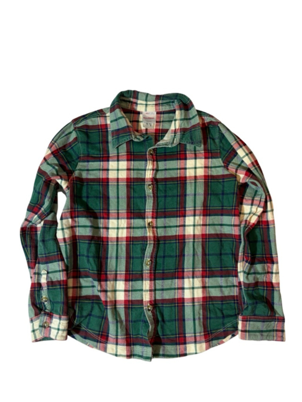 Hanna Andersson Plaid Flannel Button Up Shirt Kids US 8 Holiday Preppy